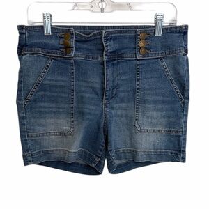 d. jeans Mid Blue Denim Button-Accent Shorts. Size 10